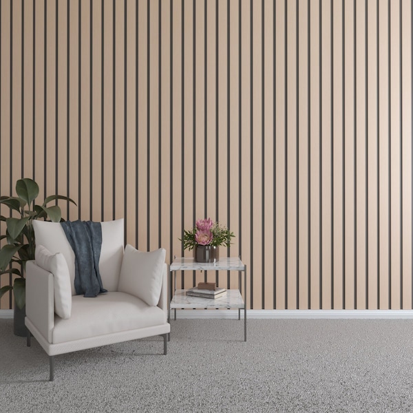 Ekena Millwork 48H x 1/4T Adjustable Wood Slat Wall Panel Kit w/ 3W Slats, Alder contains 15 Slats SWW60X48X0250AL - main